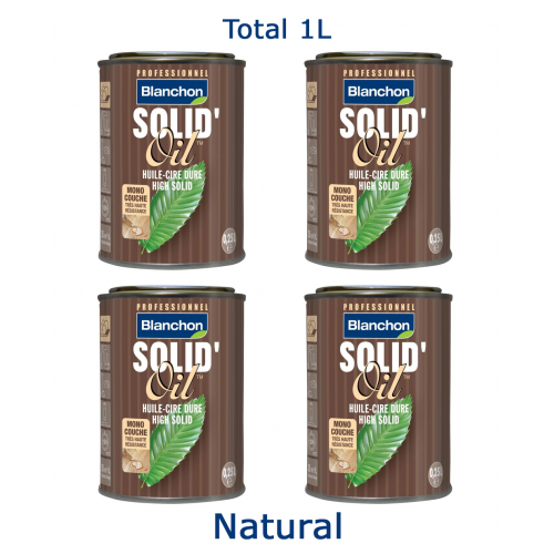 Blanchon SOLID'OIL 1 ltr (four 0.25 ltr sample cans) NATURAL 100% 03102809 (BL)